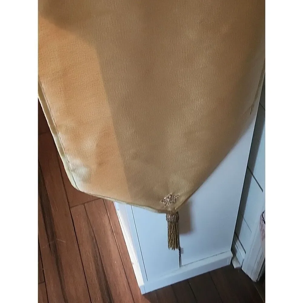 Gold Embrodiered Table Runner With Beaded Tassels.